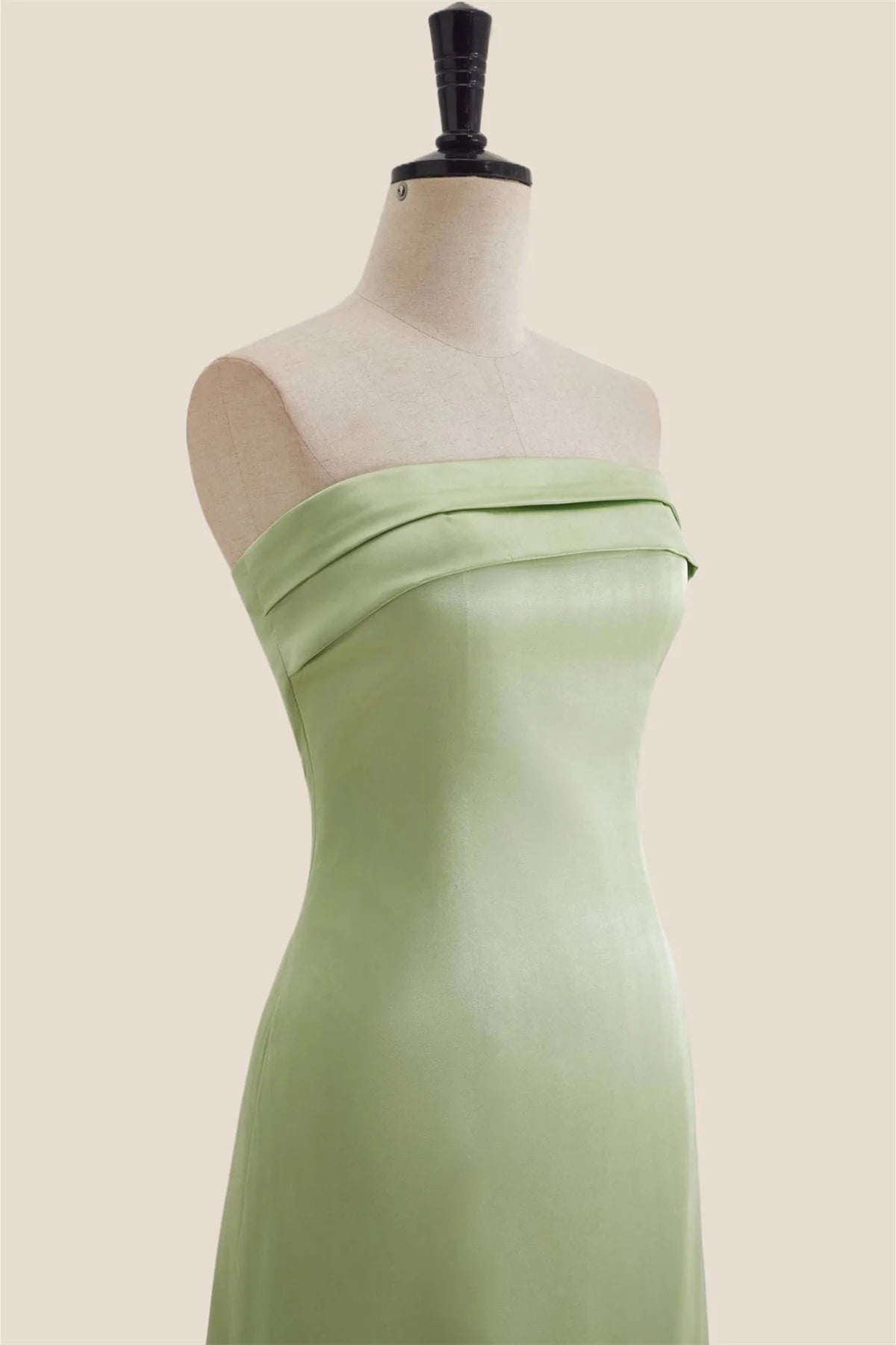 Strapless Sage Green A-line Long Party Dress