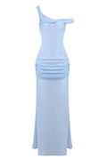 Two Piece One Shoulder Ruched Long Dress with Corset