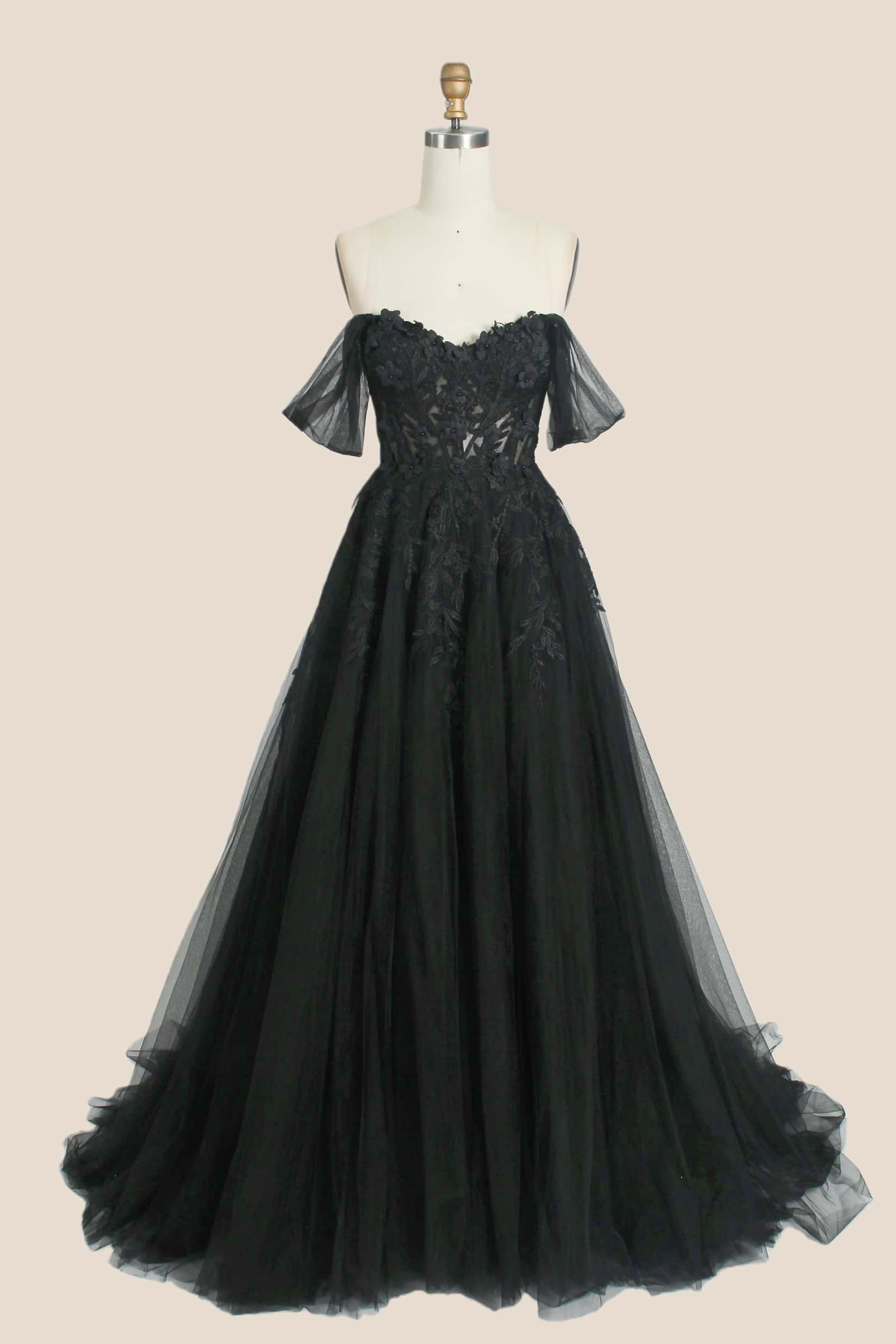 Light Blue Floral Embroidery Strapless A-line Formal Dress