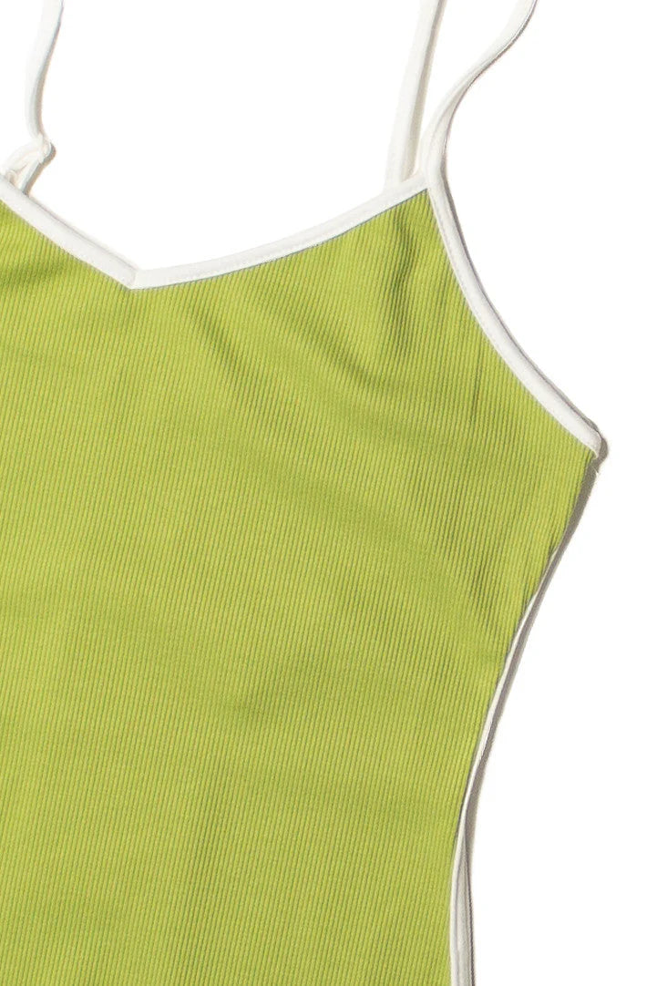 Moss Green White Trim Mini Dress