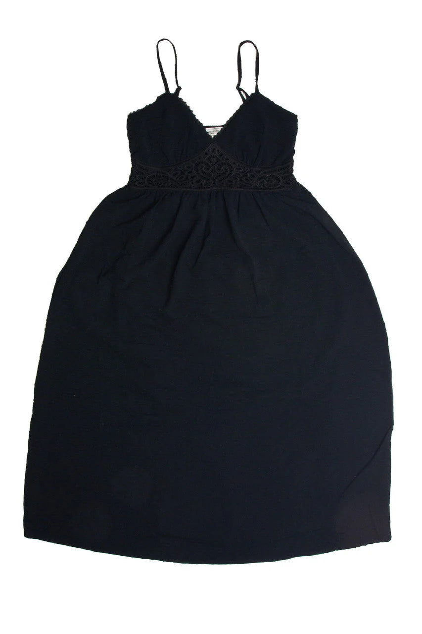 Black Crochet Waist Maxi Dress