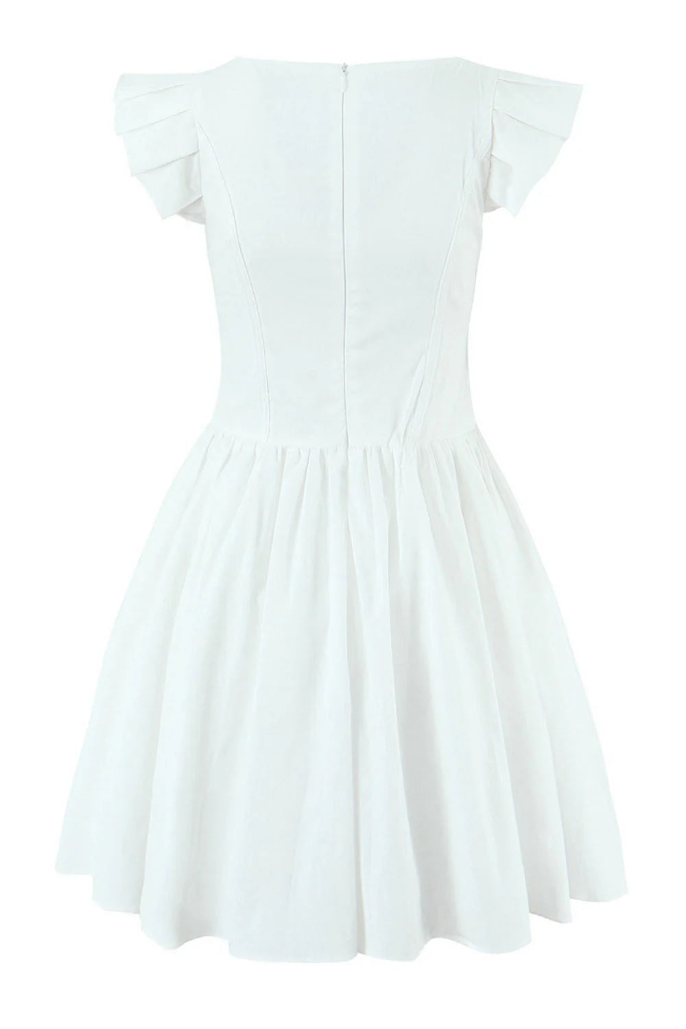 Yellow Cap Sleeve Flower Embroidery Ruched Dress