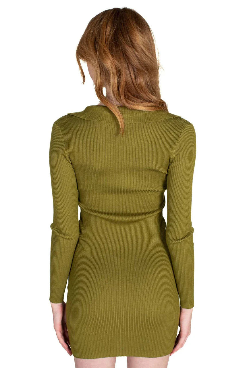 Olive Green Ring Long Sleeved Dress