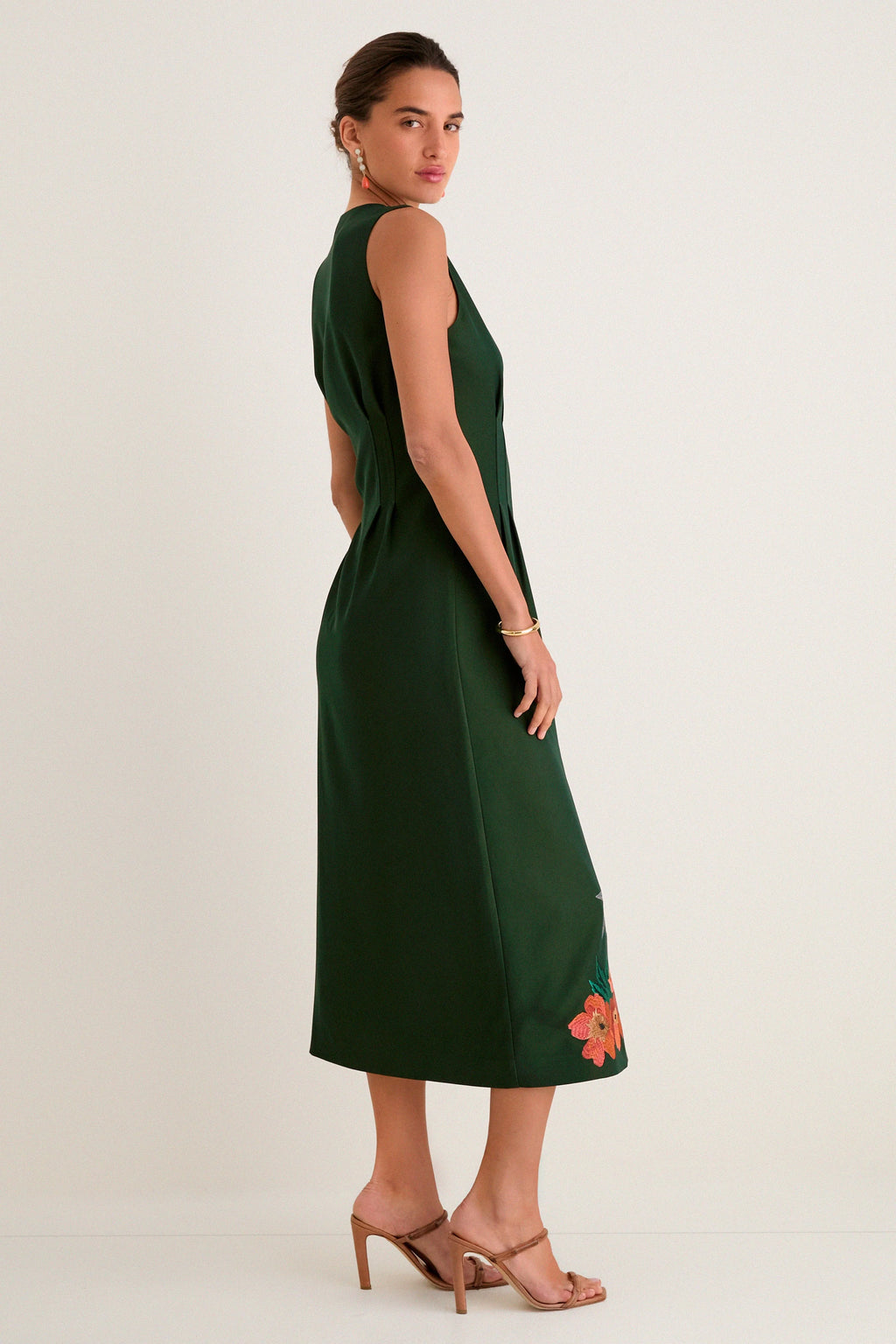 Verdant Green Crepe Embroidered Nell Dress