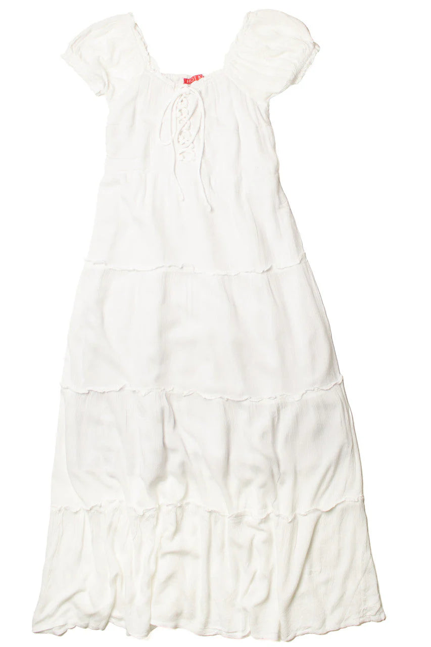 White Lace Up Milkmaid Maxi Dress