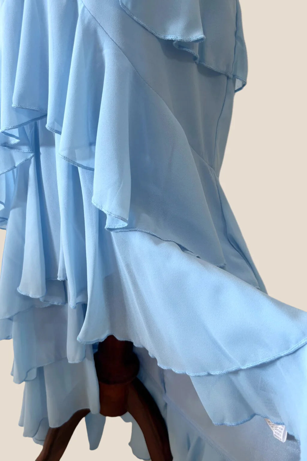 Strapless Lilac Ruffle Tiered Long Chiffon Dress