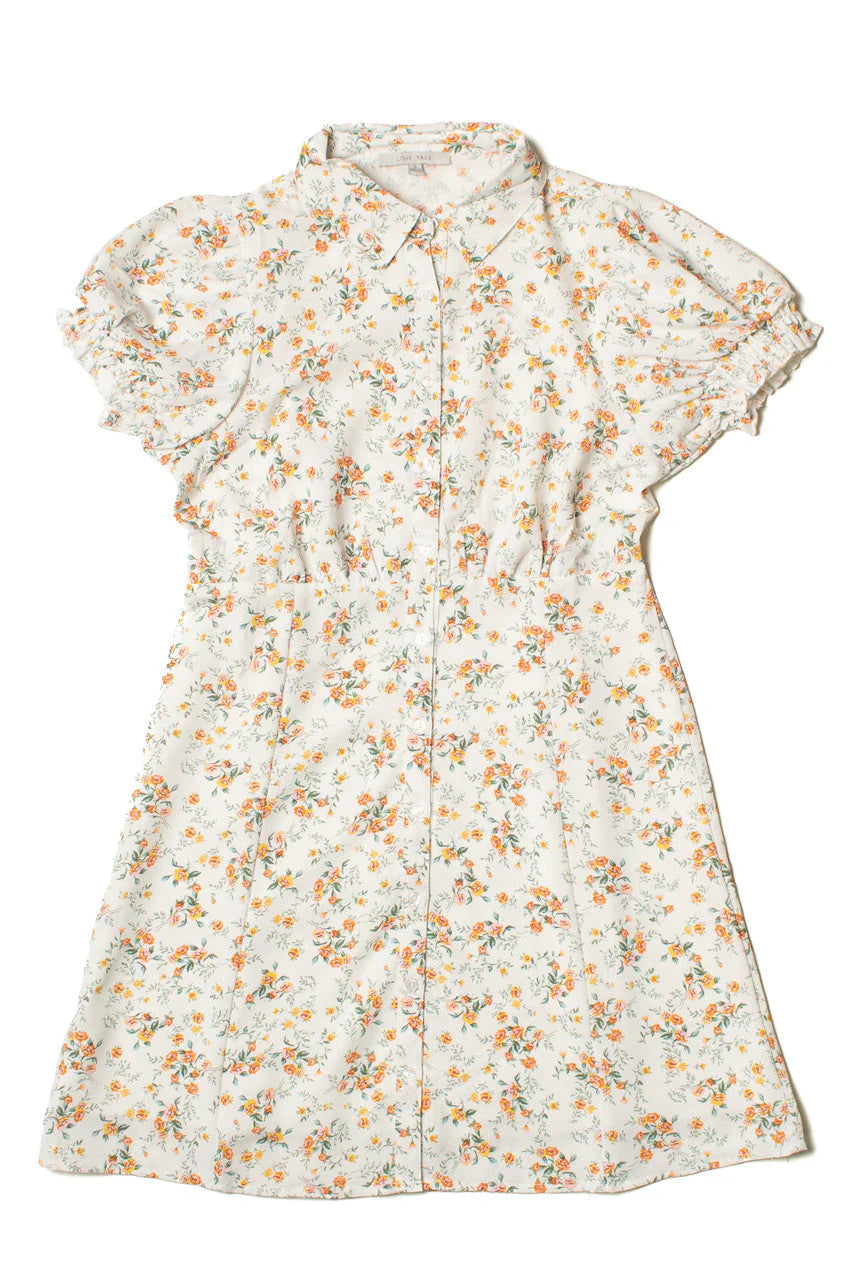 White Floral Shirt Dress