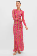 Electric Wave Pink Scarlet Maxi Dress