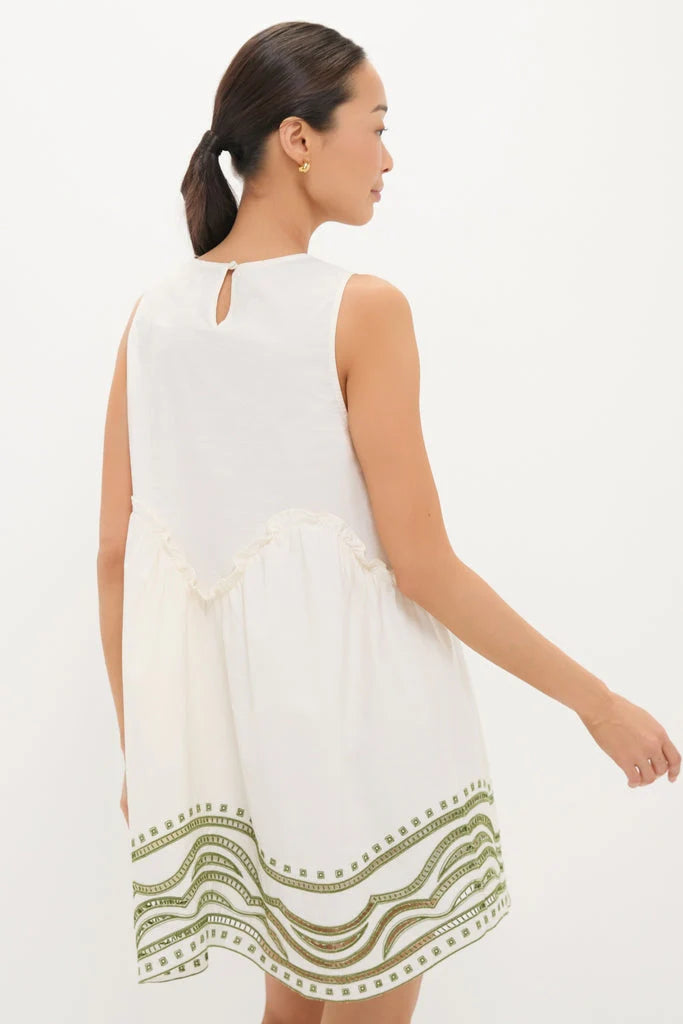 Sage Wave Cotton Joyce Mini Dress