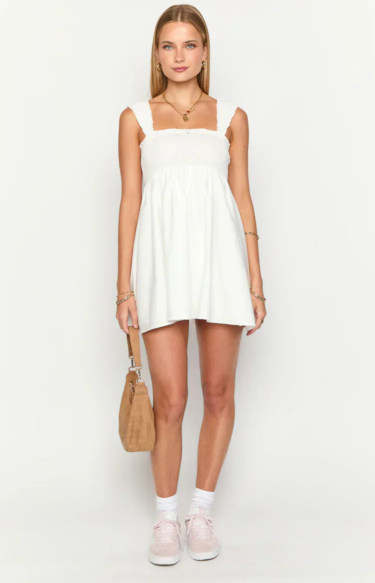 Dekoda White Cap Sleeve Mini Dress