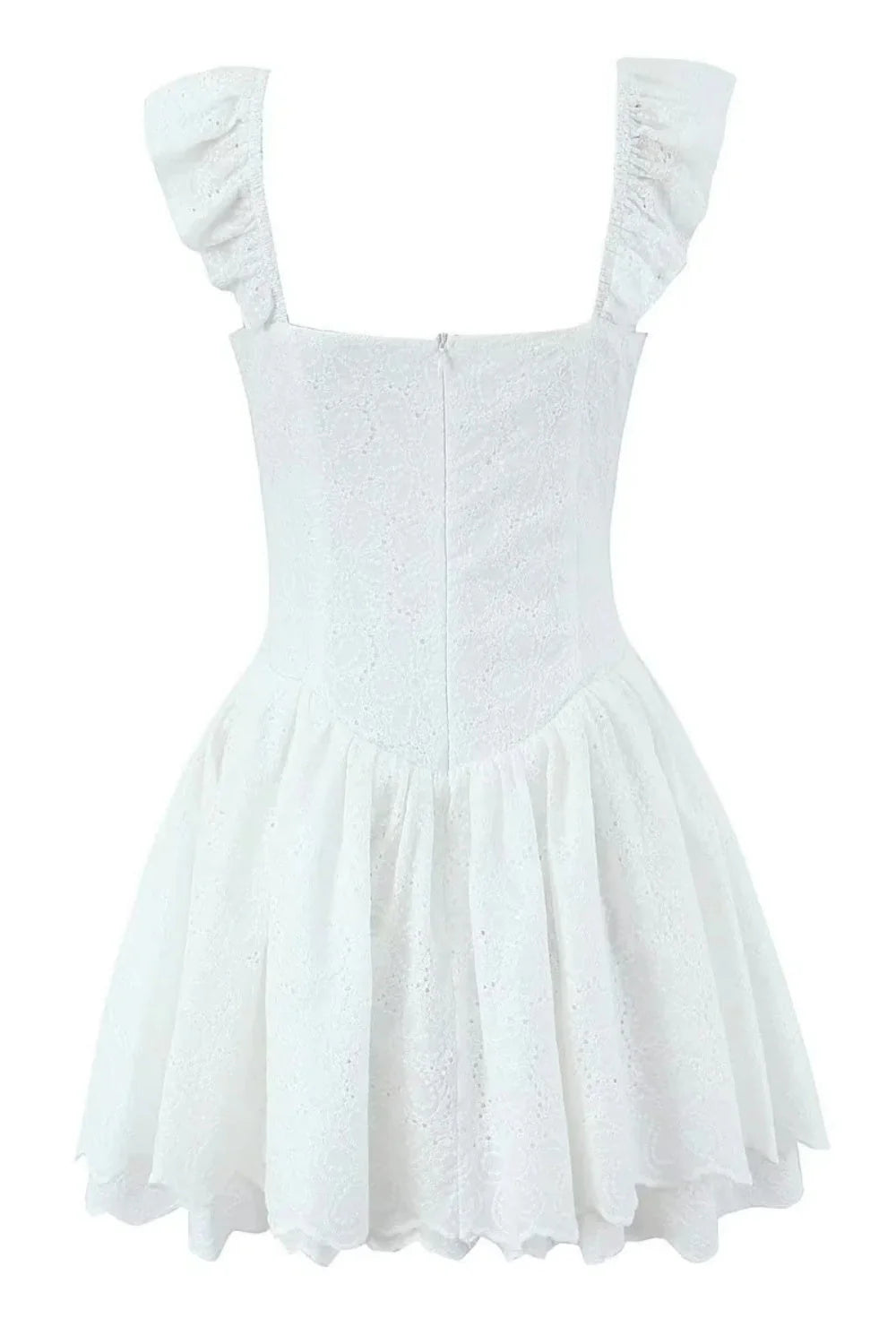 White Strap Lase-up Short Skirt