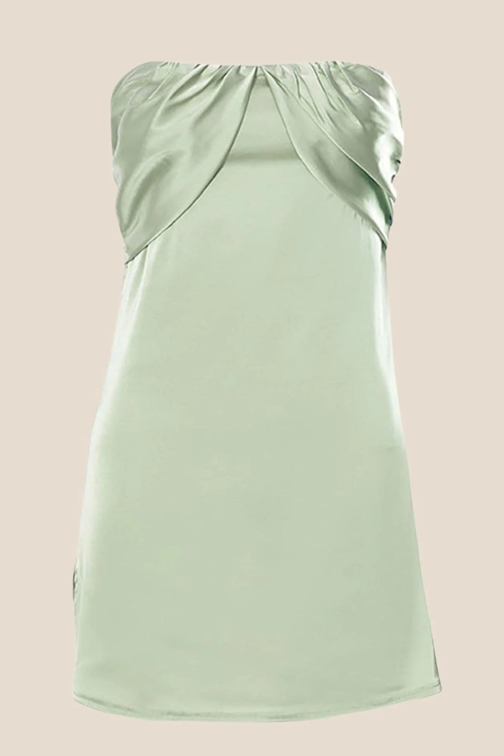 Strapless Ruched Green Split Mini Dress
