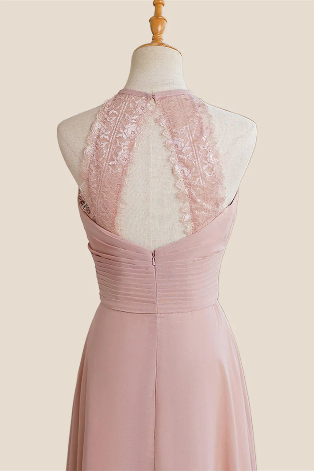 Jewel Blush Chiffon Empire Long Bridesmaid Dress
