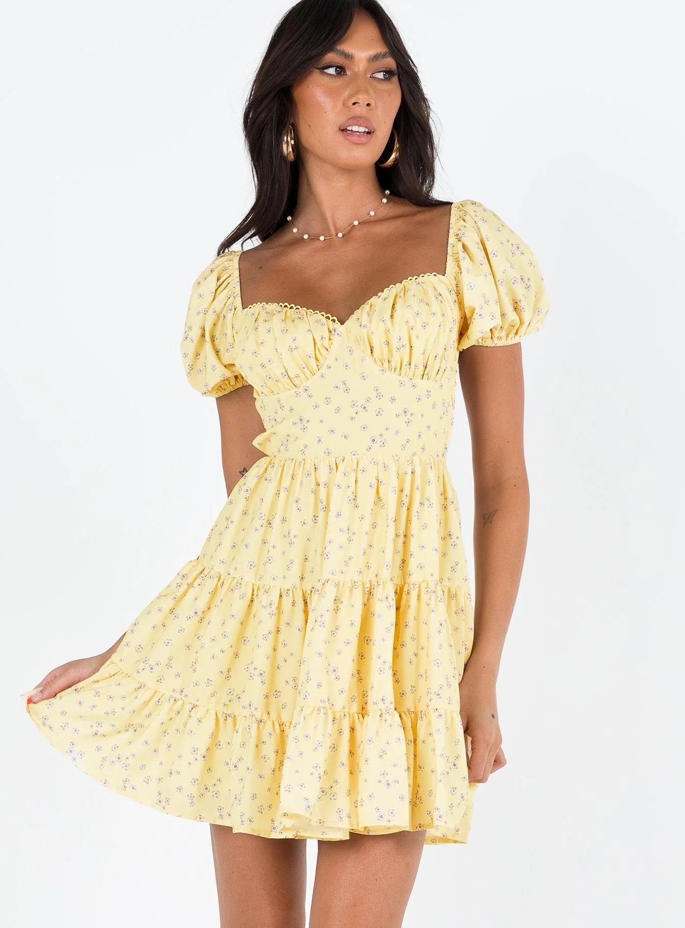 Danny Mini Dress Yellow Floral