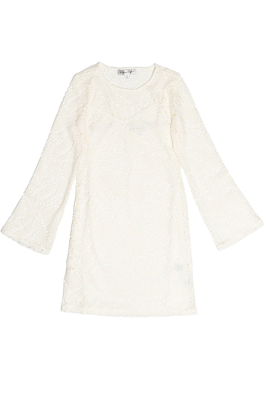 Bell Sleeve Crochet Dress With Slip