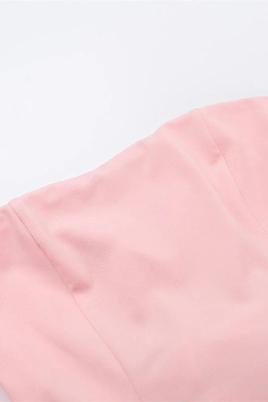 Strapless Pink A-line Bubble Dress with Bow
