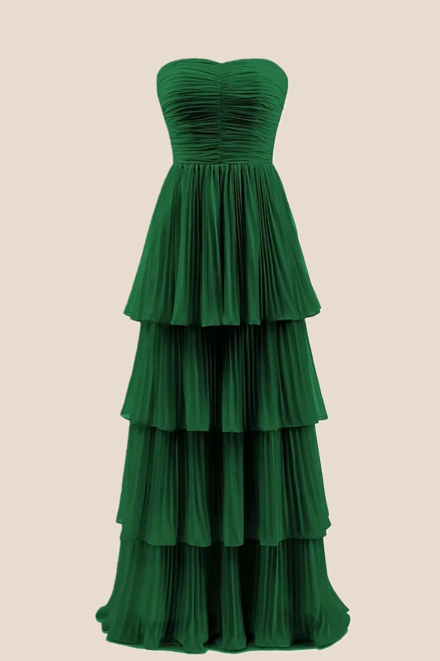Hot Pink Chiffon Pleated A-line Tiered Maxi Dress