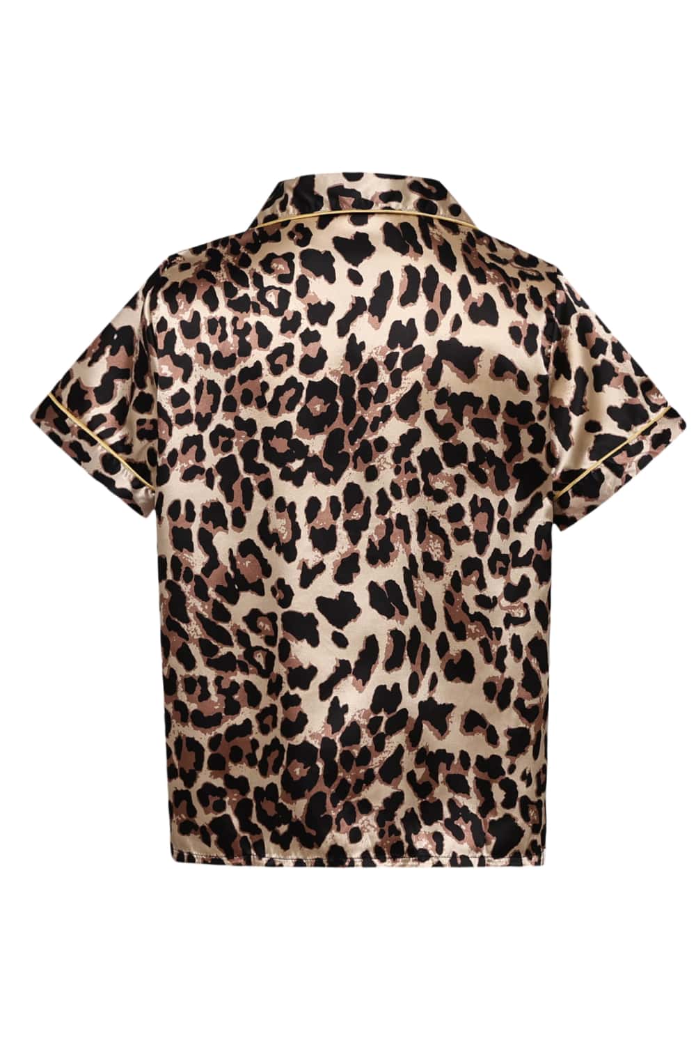 Two Piece Leopard Short Sleeves Pajamas Set