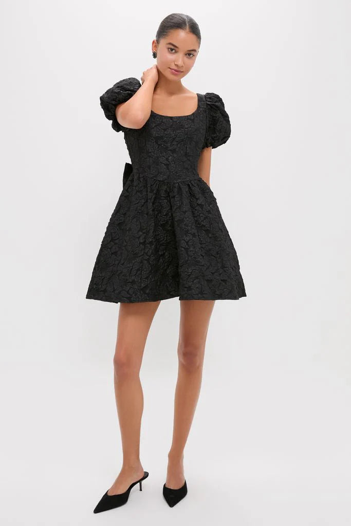 Black Jacquard Mini Dress
