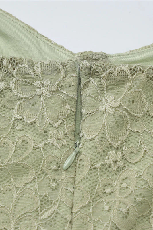V-neck Green Lace Bodycon Short Dress