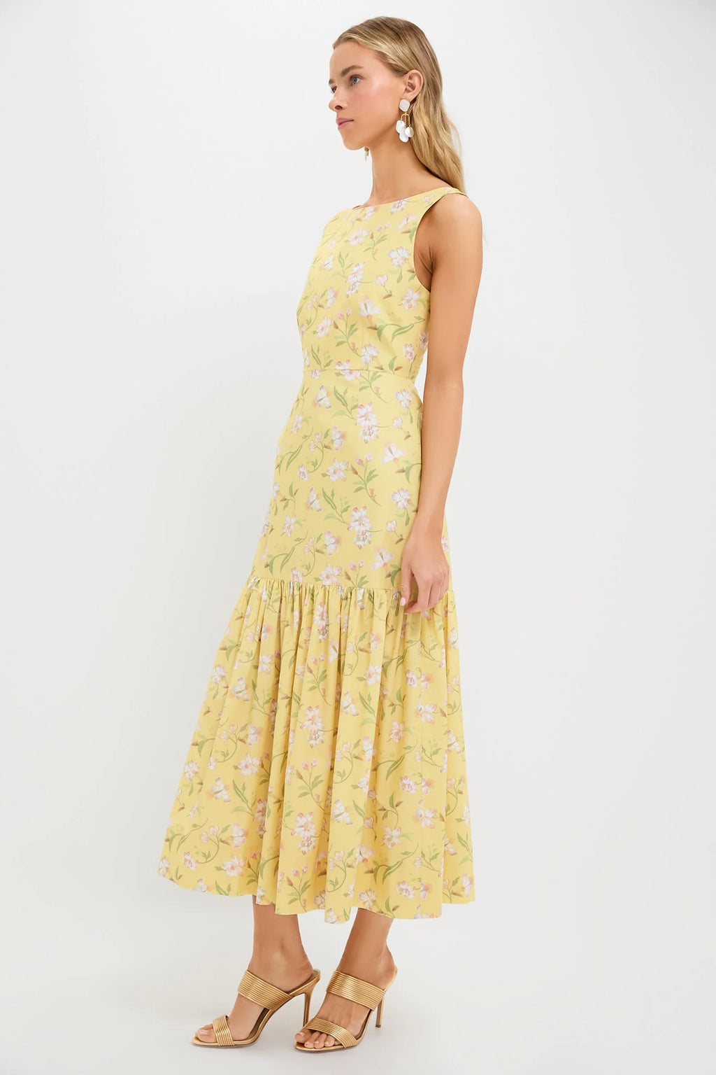 Yellow Hibiscus Low-Back Dress