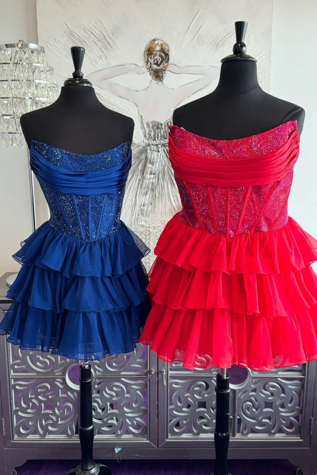 Yellow Beaded Ruffle A-line Short Dress