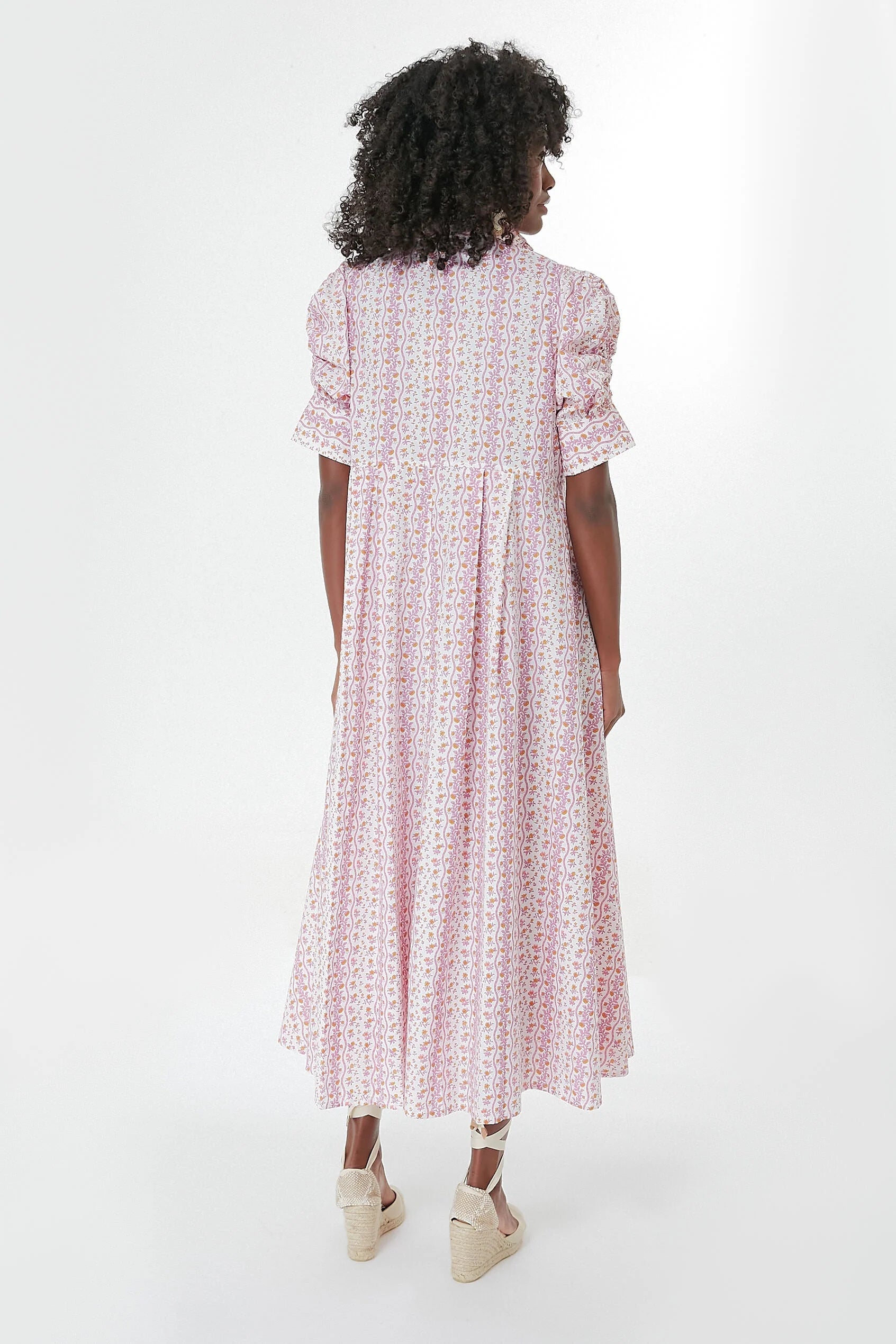 Pink Floral Venetia Midi Dress