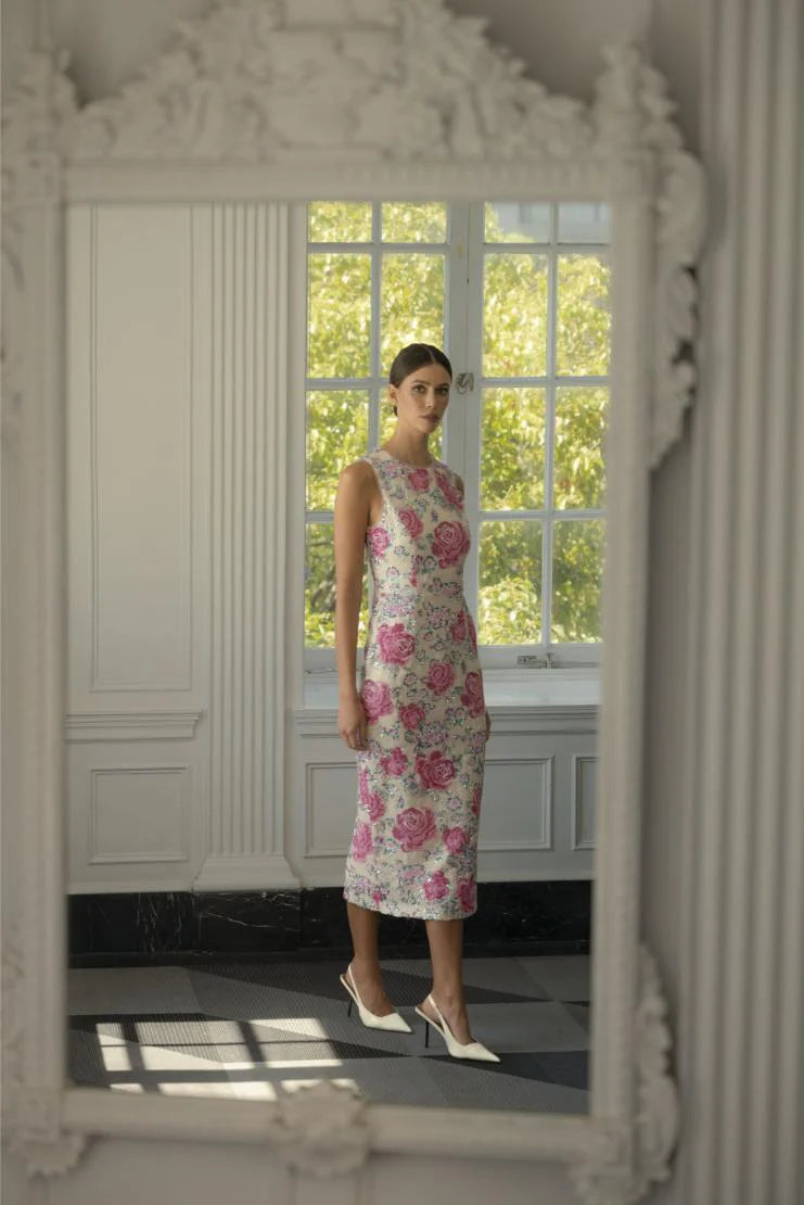 Charlotte Floral Sequin Midi Dress
