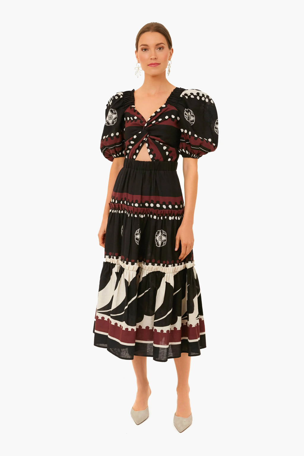 Black Liora Puff Sleeve Cut Out Dress