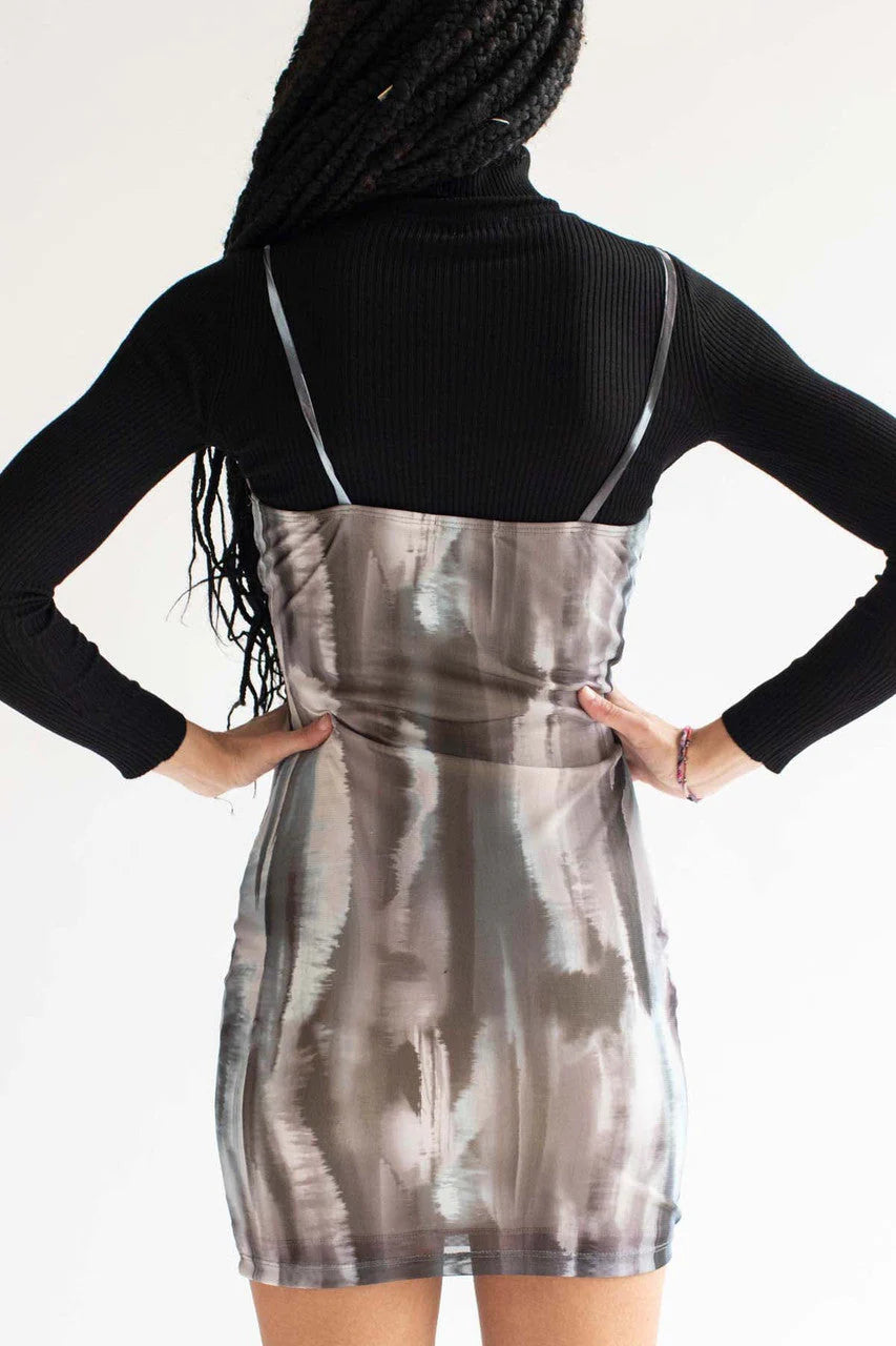Glacier Dye Mesh Milkmaid Dress