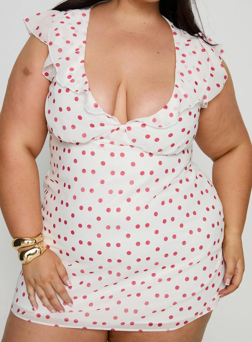 I Guess So Mini Dress White / Burgundy Curve
