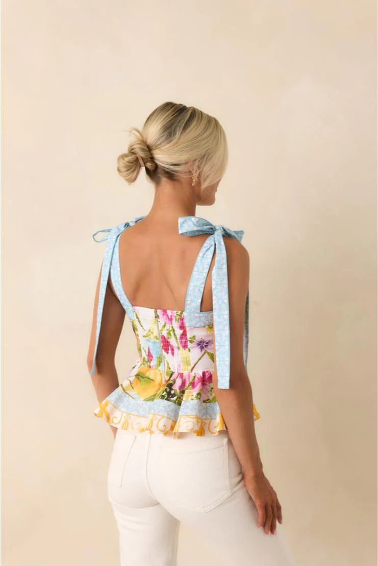 Sorrento Gardens Duo Printed Peplum Top & Matching Maxi Skirt (Sold Separately)