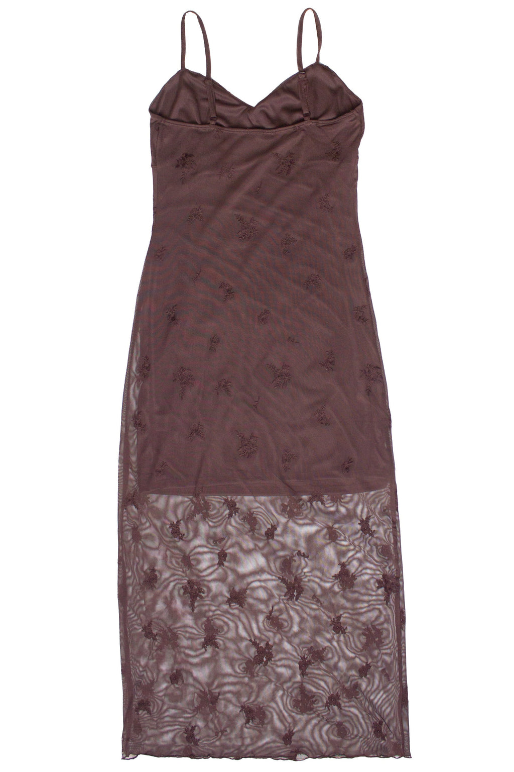 Embroidered Floral Mesh Midi Dress