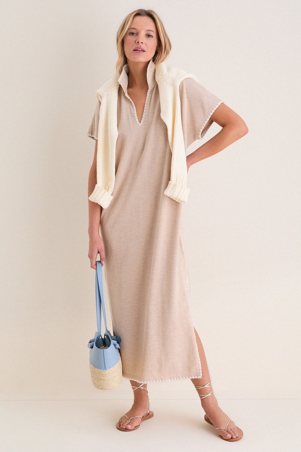 Sandstone Pique Melissa Maxi Dress