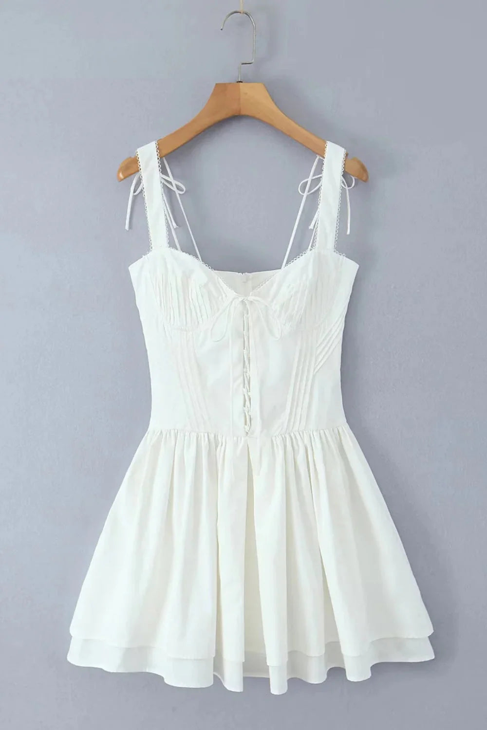 Yellow V-neck Lase-up Ruffle Party Dress