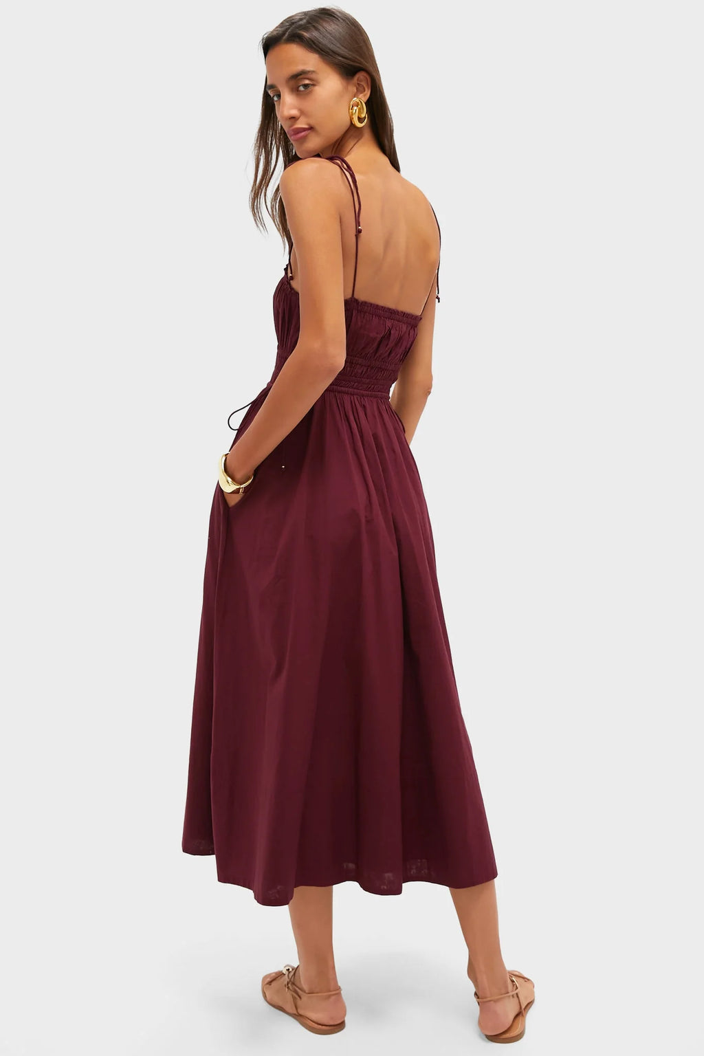 Bordeaux Eldora Midi Dress