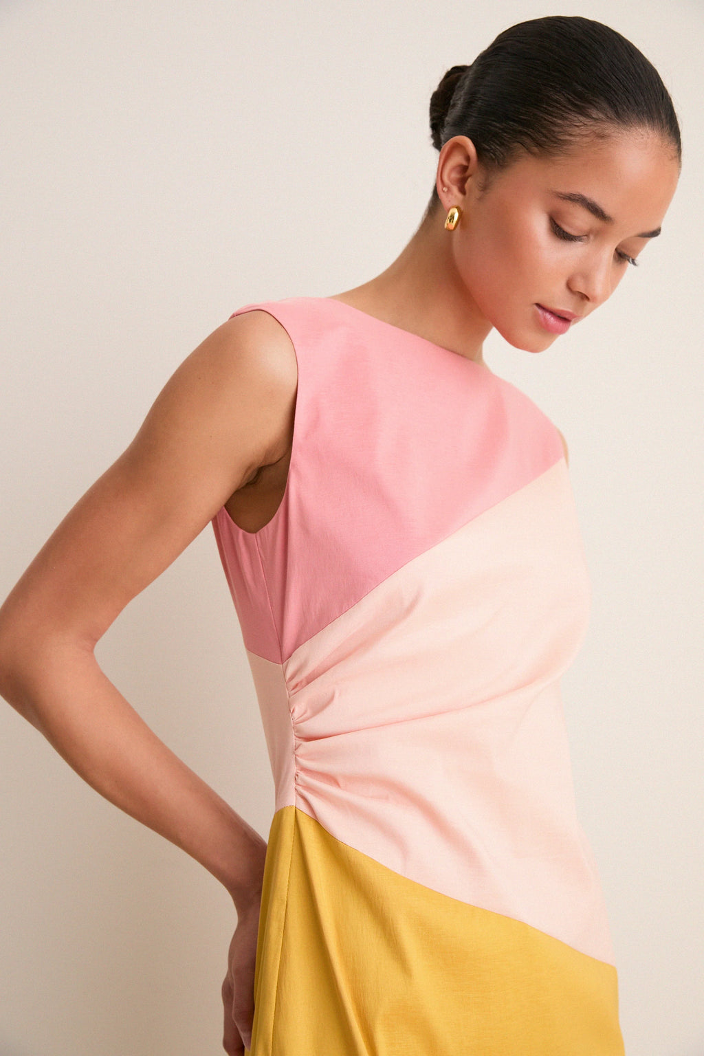 Sorbet Colorblock Stretch Taffeta Gigi Mini Dress