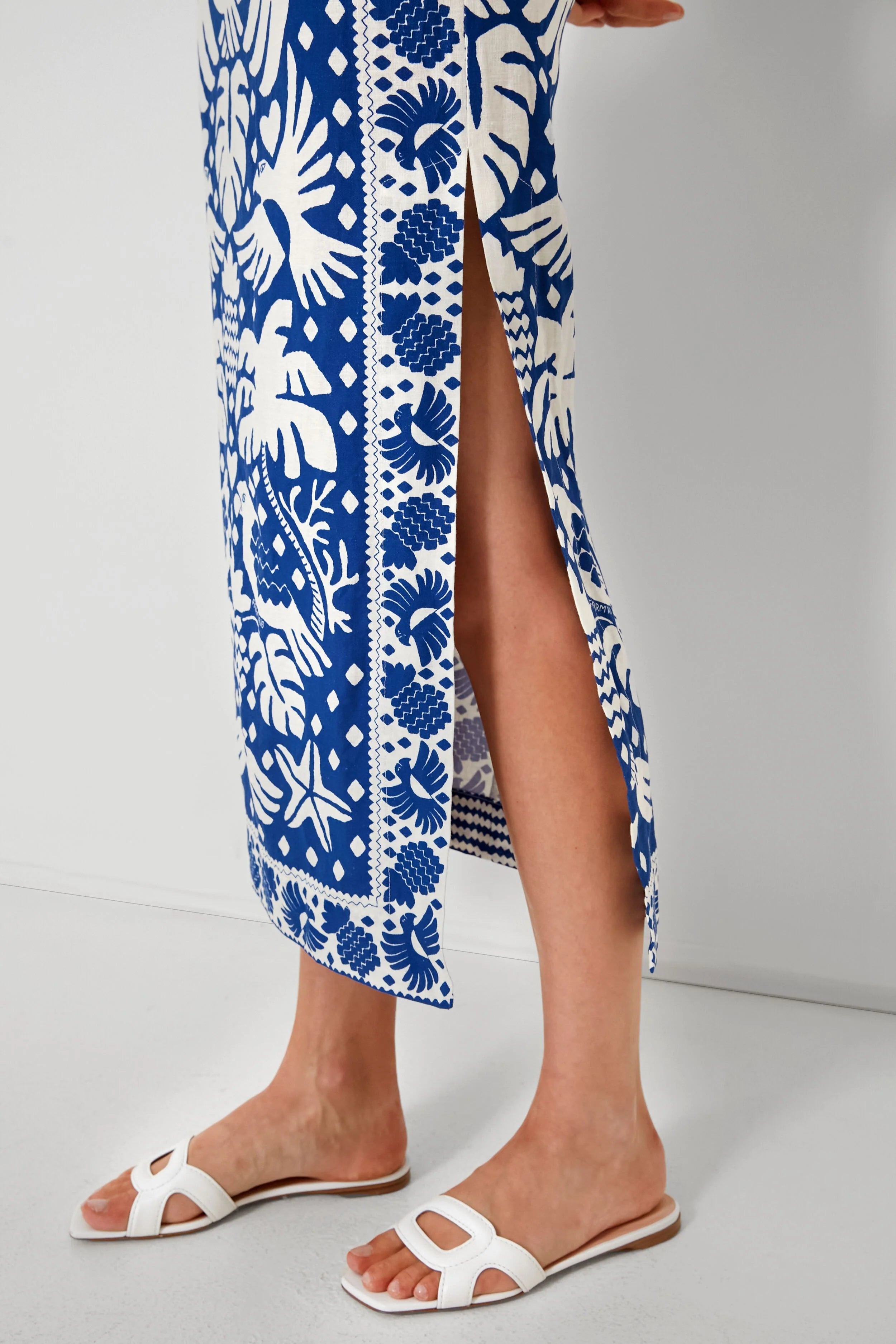 Jungle Scarf Navy Midi Dress