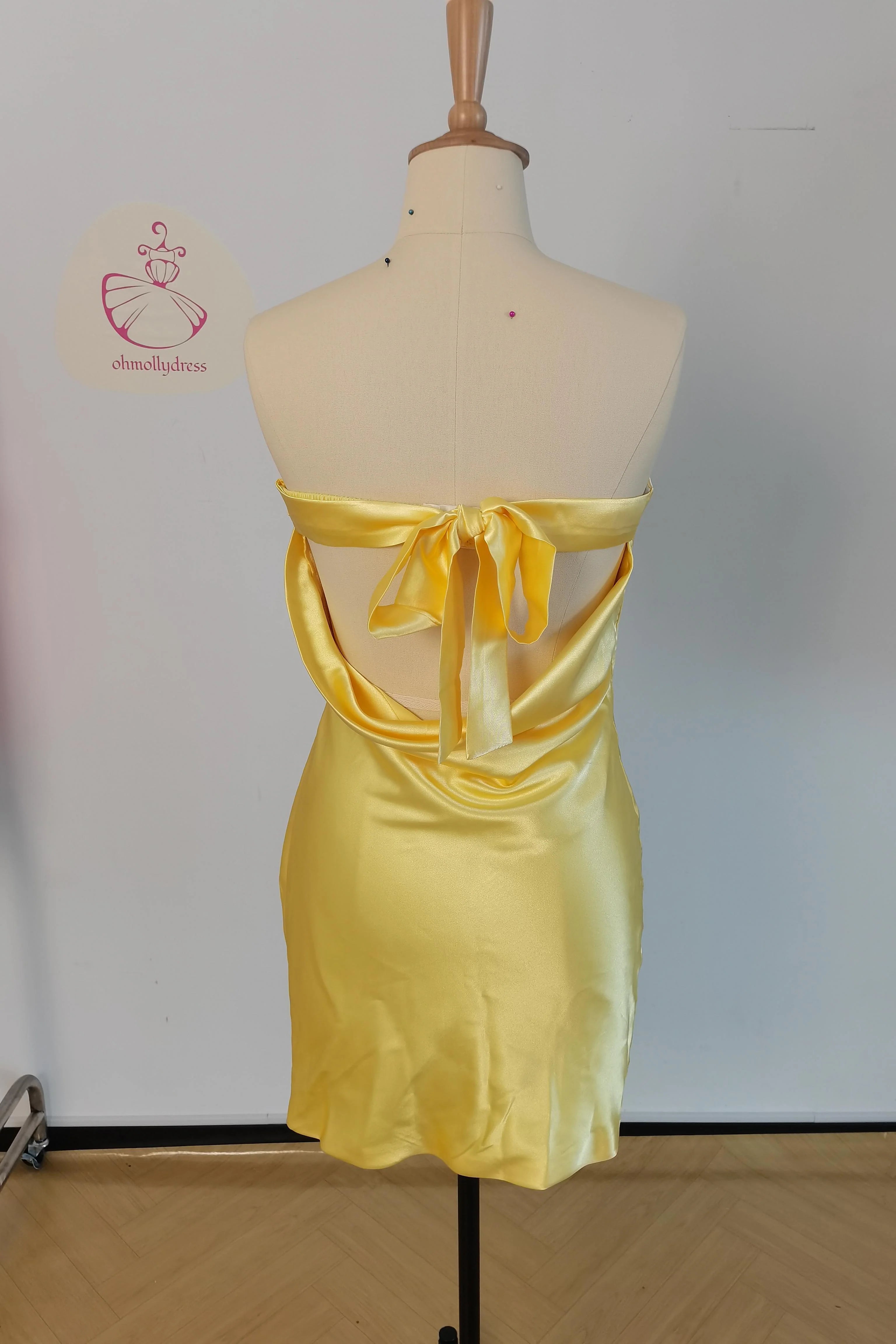 Strapless Lavender Satin Tight Short Dress