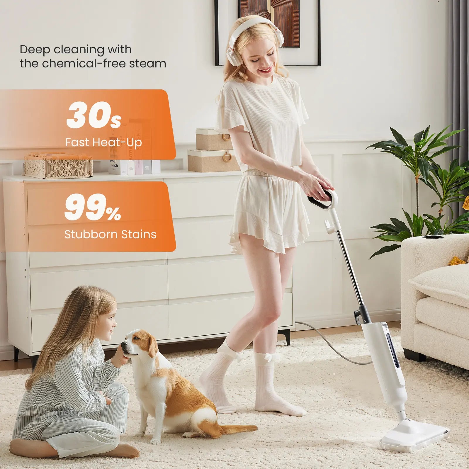 Lightweight Steam Mop Cleaner with Fast Heat & Multi Surface Cleaning