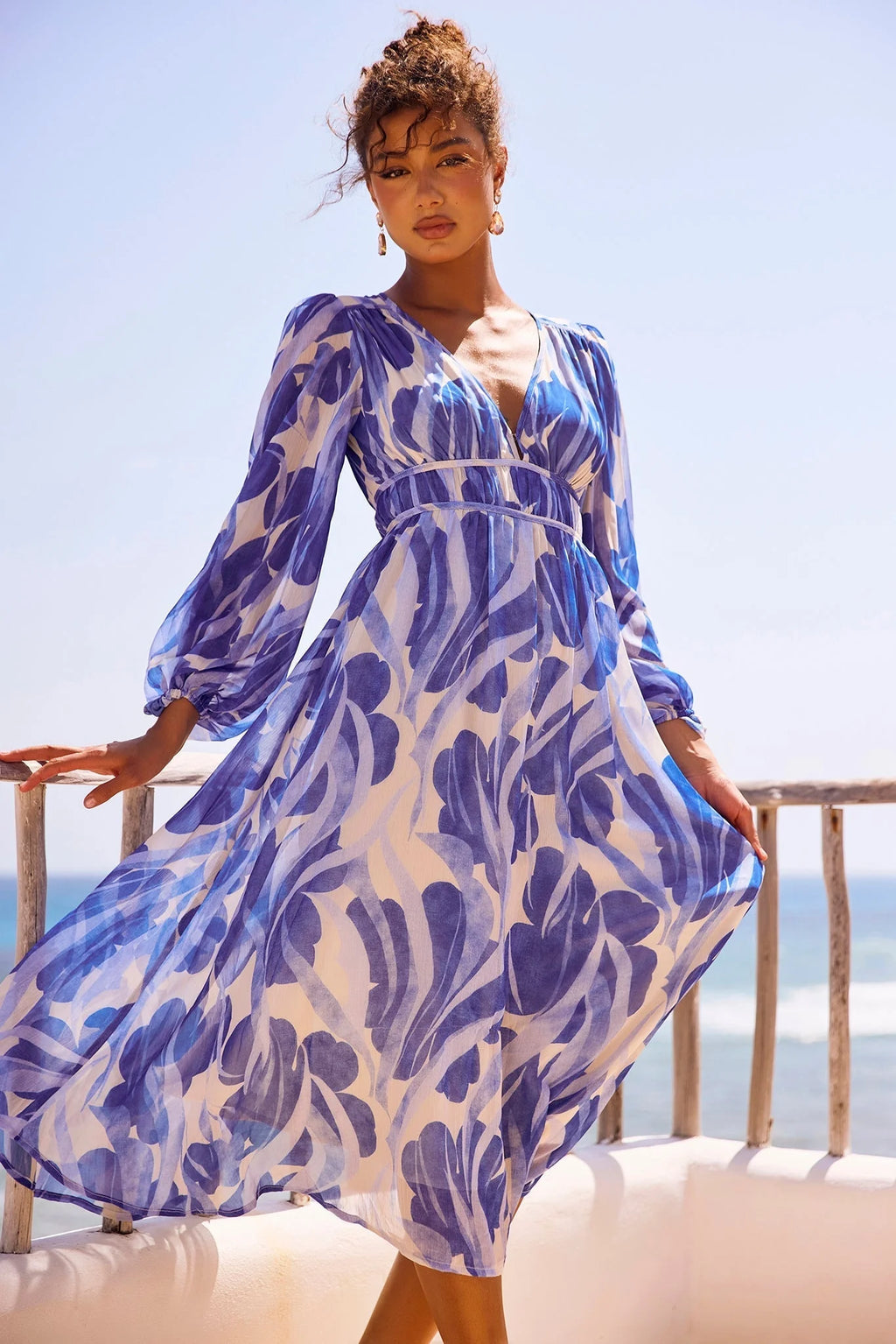 Palm Perfect Midi Dress - Blue Multi