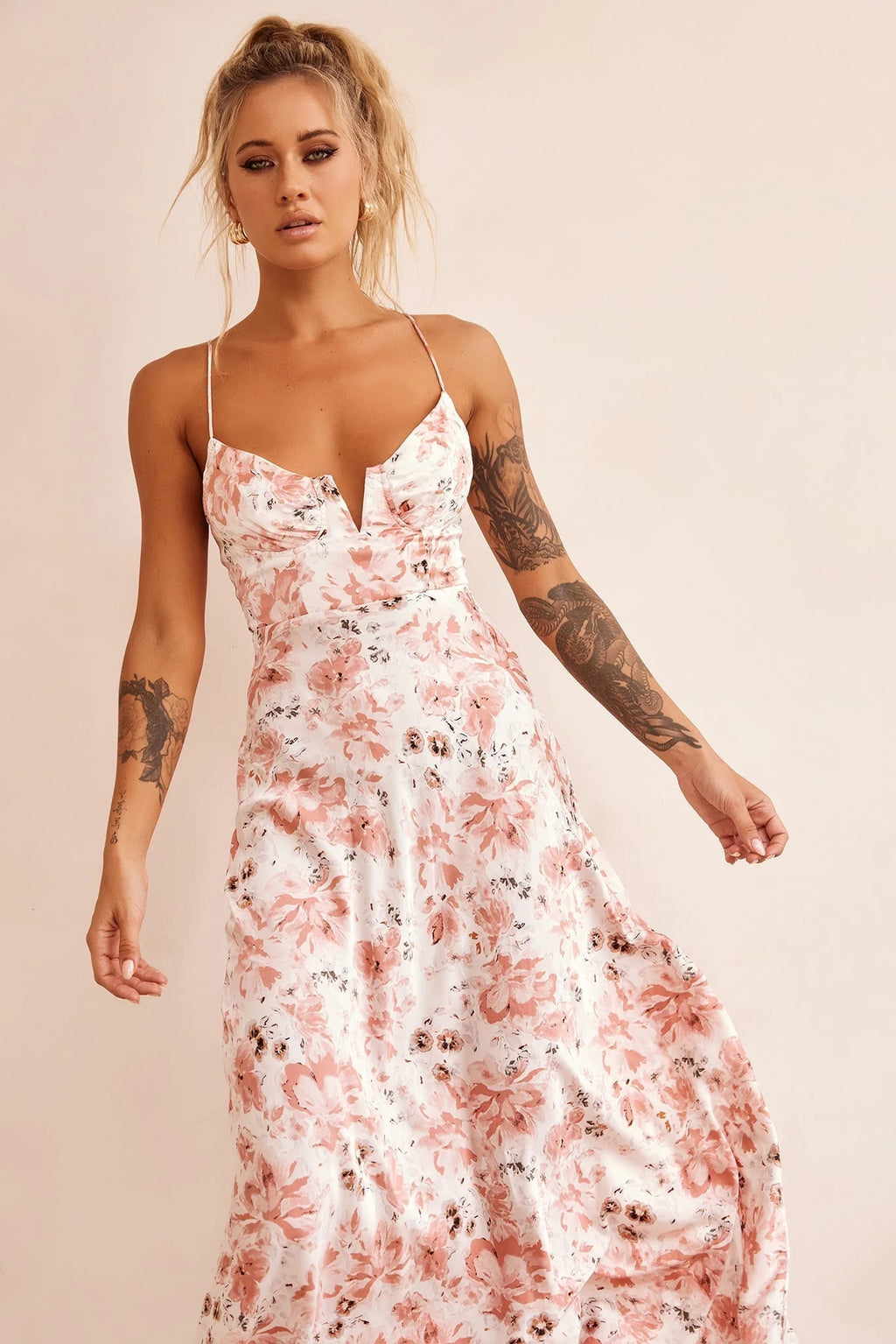 Vintage Summer Midi Dress - Rose