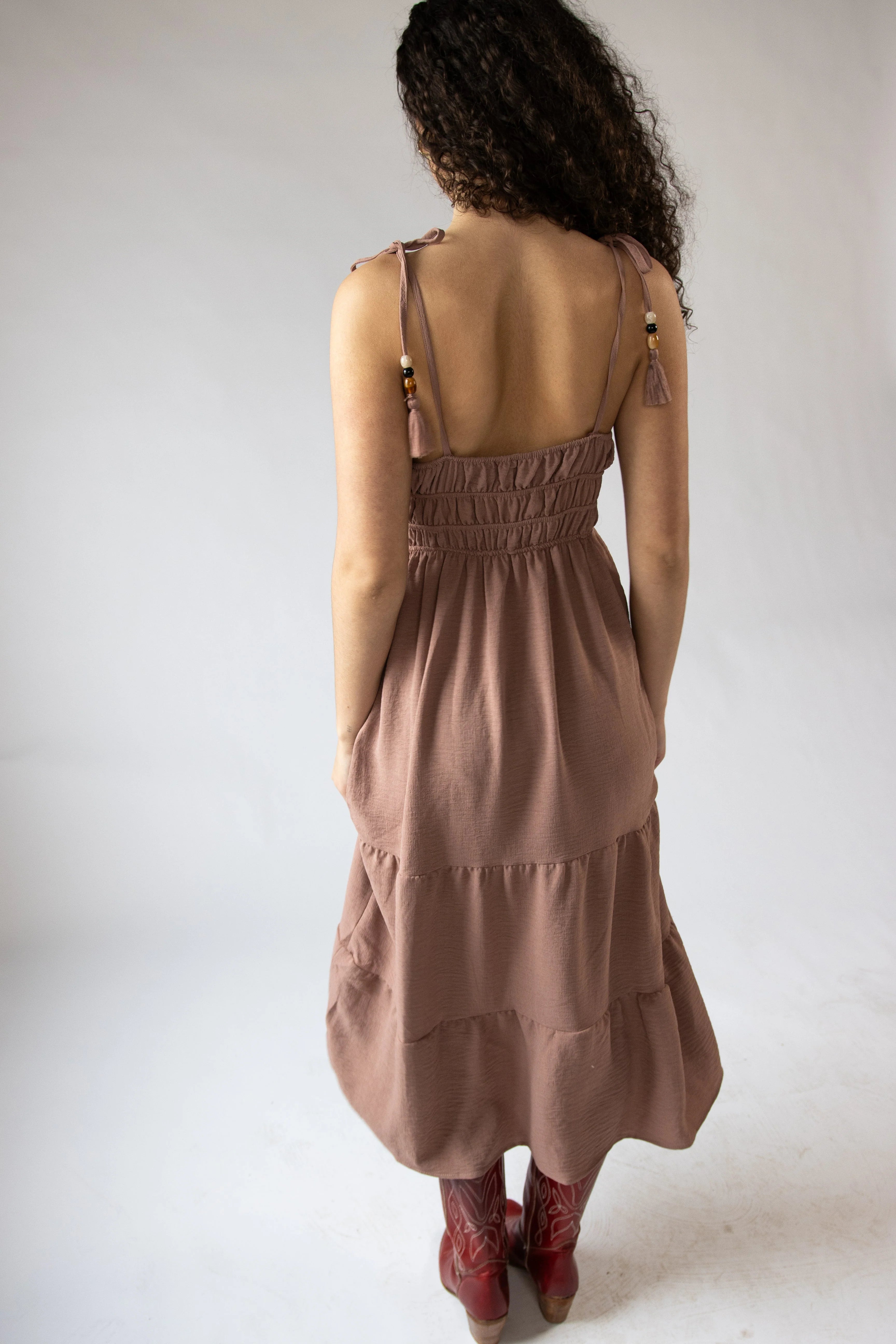 Beaded Tie Straps Maxi Dress