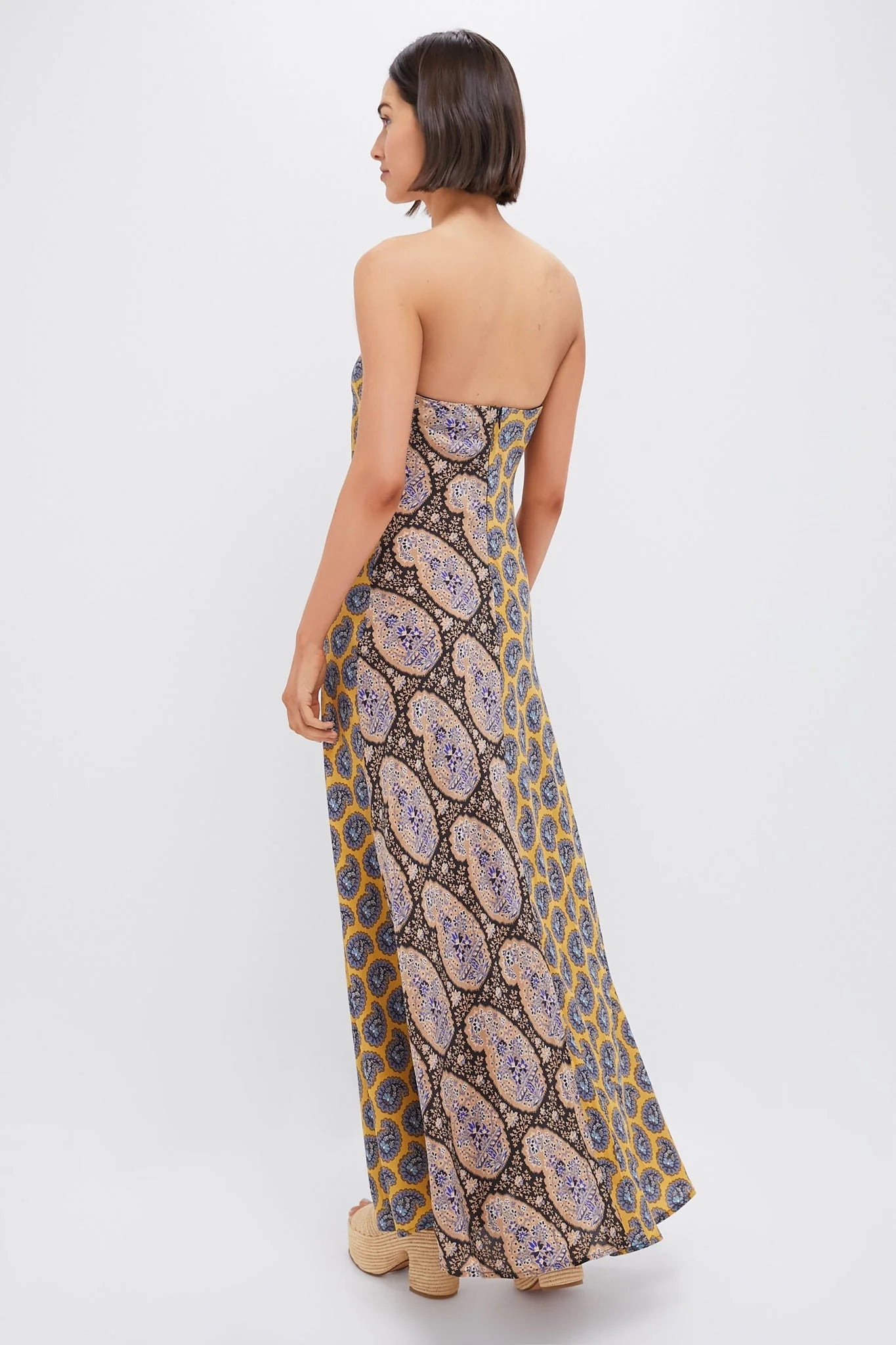 Earthy Patchwork Pietro Silk Maxi Dress