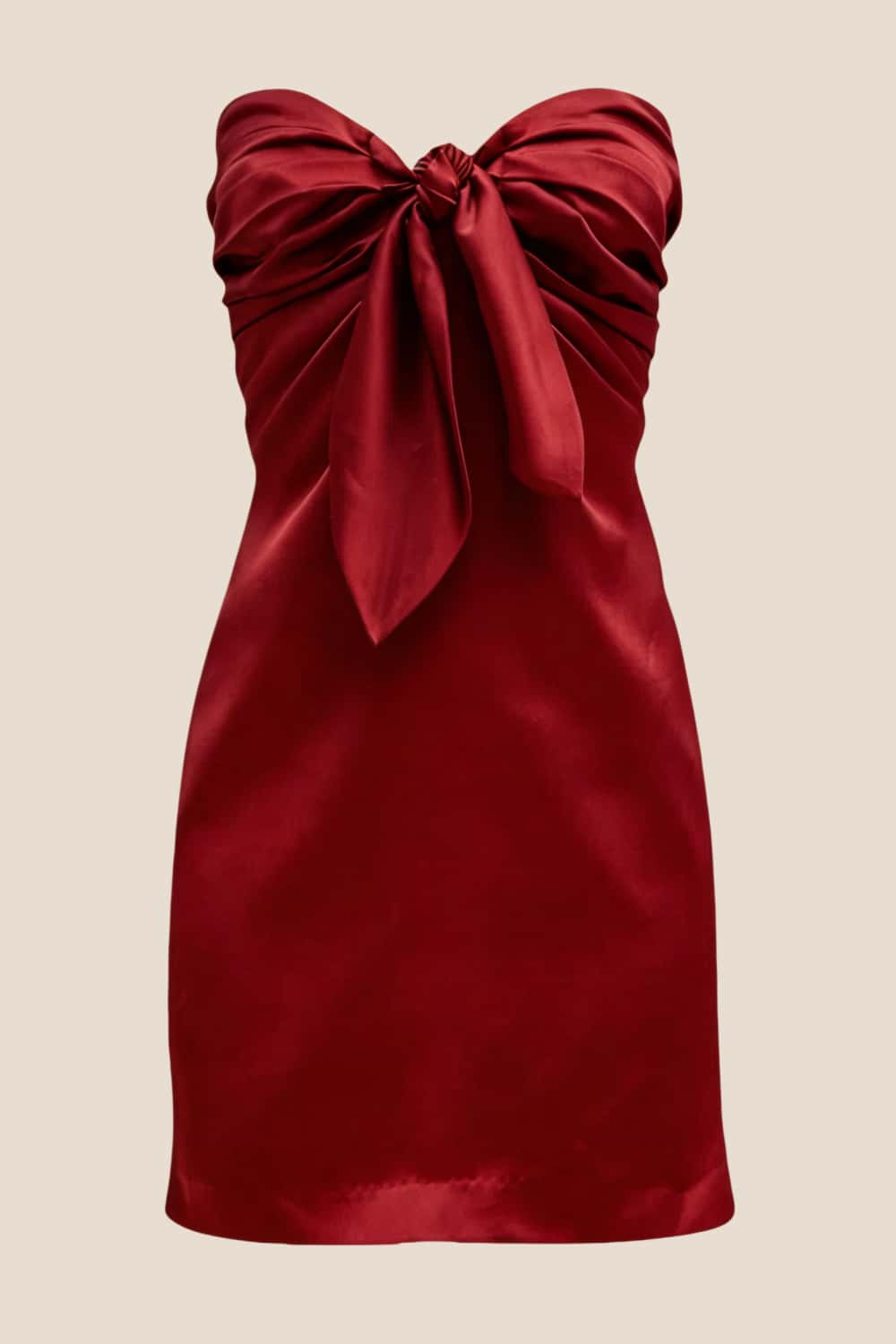 Strapless Orange Tie Front Short Dress