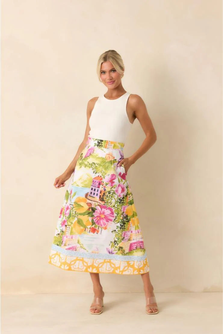 Sorrento Gardens Duo Printed Peplum Top & Matching Maxi Skirt (Sold Separately)