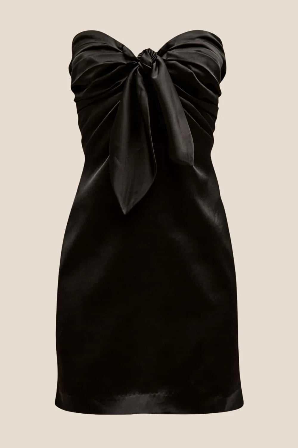 Strapless Pink Tie Front Short Dress
