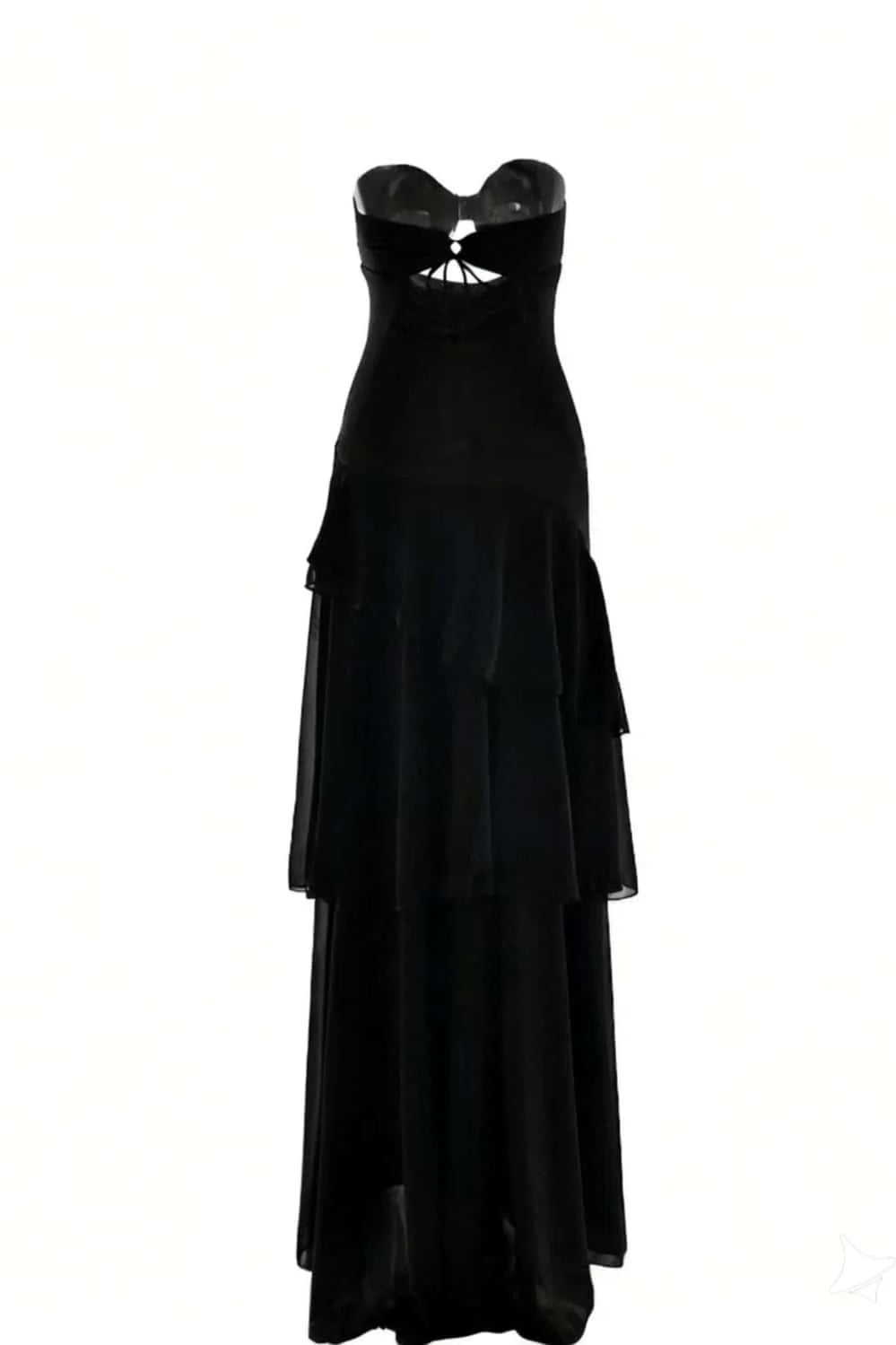 Keyhole Yellow Chiffon Ruffle Maxi Dress