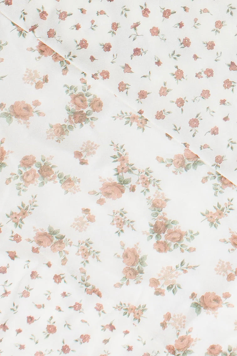 Mixed Floral Print Mesh Midi Dress