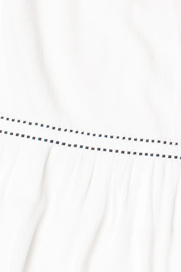 Embroidered Detail Gauze Tiered Maxi Dress